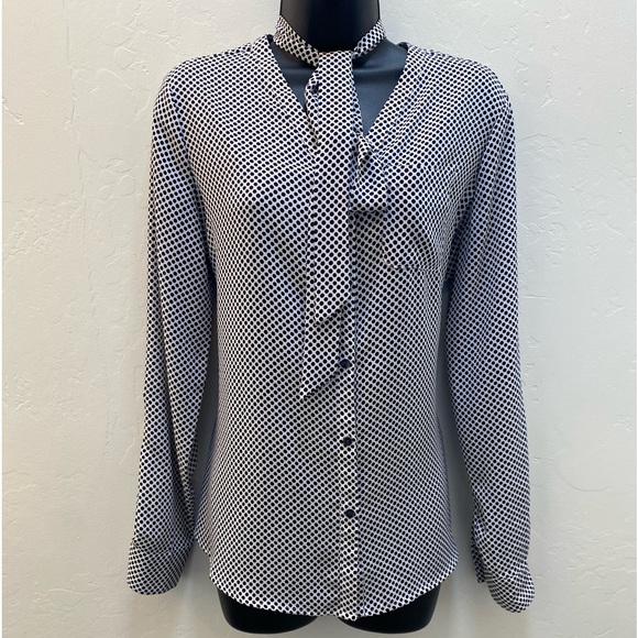 Donna Karan Black Asymmetrical Skirt & Polkadot Blouse - Picture 14 of 16